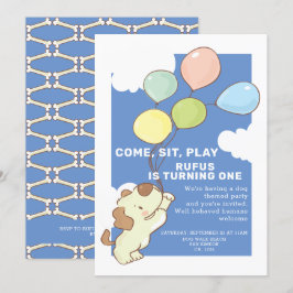 Pawty Time Dog and Balloons Birthday Kaart