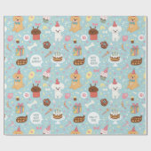 Pawty Time! Dog Birthday Cadeaupapier (Vlak)