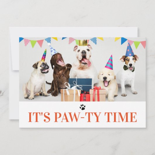 Pawty Time Dog Thed Birthday 5-fotokaart Kaart (Voorkant)
