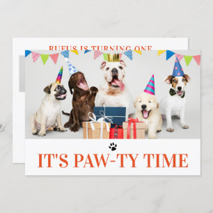 Pawty Time Dog Thed Birthday 5-fotokaart Kaart