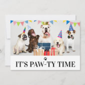 Pawty Time Dog Thed Birthday 5-fotokaart Kaart (Voorkant)