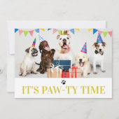 Pawty Time Dog Thed Birthday 5-fotokaart Kaart (Voorkant)