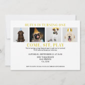 Pawty Time Dog Thed Birthday 5-fotokaart Kaart (Achterkant)