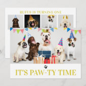 Pawty Time Dog Thed Birthday 5-fotokaart Kaart (Voorkant / Achterkant)
