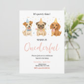 Pawty Time Puppy Dog Een prachtig verjaardagsfeest Kaart (Staand voorkant)