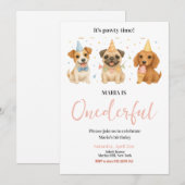 Pawty Time Puppy Dog Een prachtig verjaardagsfeest Kaart (Voorkant / Achterkant)