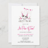 Pawty Time Puppy Roze Verjaardag Party Uitnodiging (Voorkant)