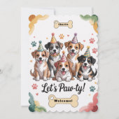 Pawty verjaardagsuitnodigingen kaart (Achterkant)
