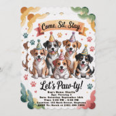 Pawty verjaardagsuitnodigingen kaart (Voorkant / Achterkant)