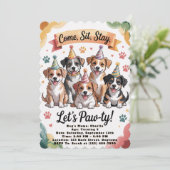 Pawty verjaardagsuitnodigingen kaart (Staand voorkant)