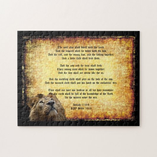 Pax Christos, Leeuw met Jesaja 11:6-9 Legpuzzel (Horizontaal)
