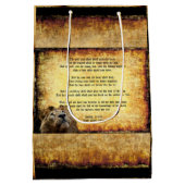 Pax Christos, Leeuw met Jesaja 11:6-9 Medium Cadeauzakje (Achterkant)