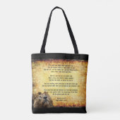 Pax Christos, Leeuw met Jesaja 11:6-9 Tote Bag (Achterkant)