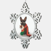 Pax met Huey in Kerstmis Stocking Sneeuwvlok Tin Sneeuwvlok Ornament (Rechts)