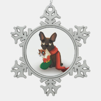 Pax met Huey in Kerstmis Stocking Sneeuwvlok Tin Sneeuwvlok Ornament