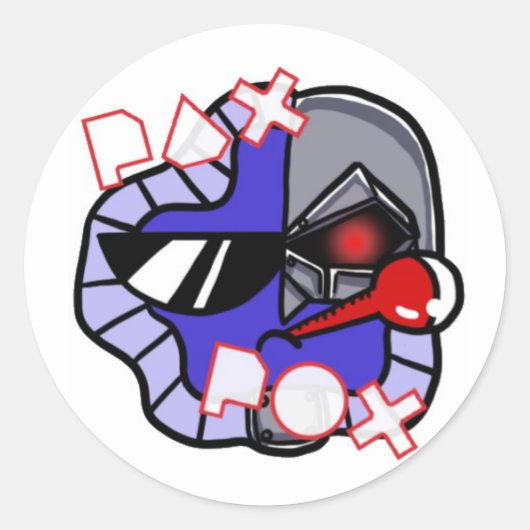 Pax Pox Cyborg Ronde Sticker (Voorkant)