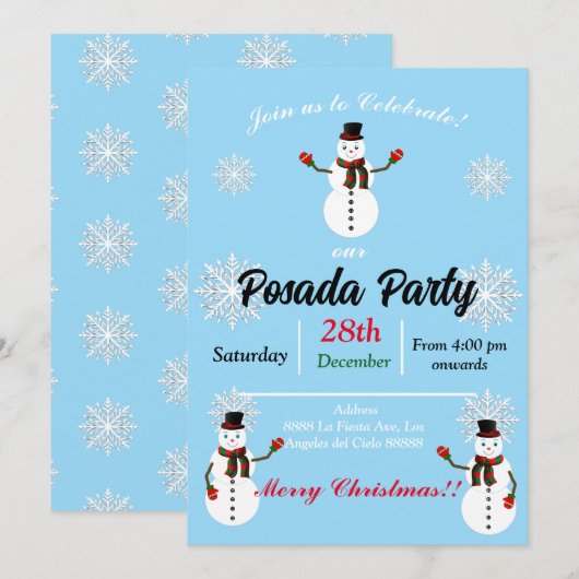 pax the snowman party kaart (Voorkant / Achterkant)