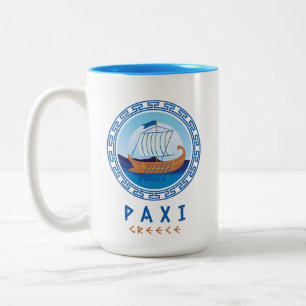 Paxi, Griekenland Grieks scheepsontwerp Tweekleurige Koffiemok