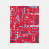 Paxton gepersonaliseerde naam rood blauw wit fleece deken (Voorkant)