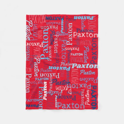 Paxton gepersonaliseerde naam rood blauw wit fleece deken (Voorkant)