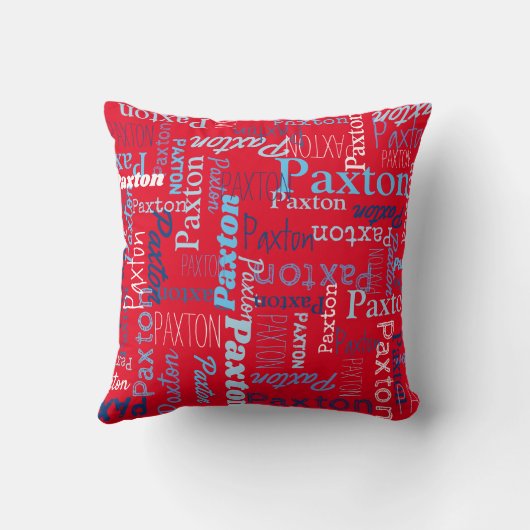 Paxton gepersonaliseerde naam rood blauw wit kussen (Achterkant)