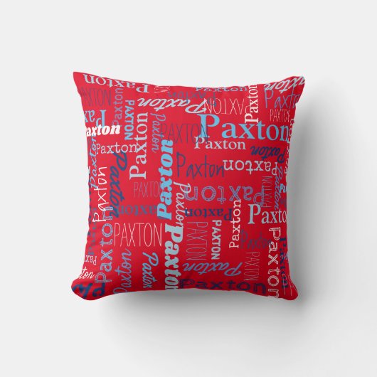 Paxton gepersonaliseerde naam rood blauw wit kussen (Voorkant)