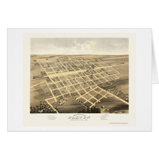 Paxton, IL Panorama kaart - 1869 (Voorkant Horizontaal)