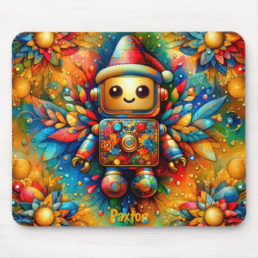 PAXTON ~ Zany ROBOT Christmas Muismat (Voorkant)