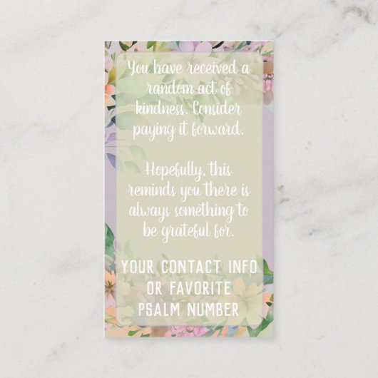 Pay it Forward Random Act Kindness Cute Wildflower Visitekaartje (Achterkant)