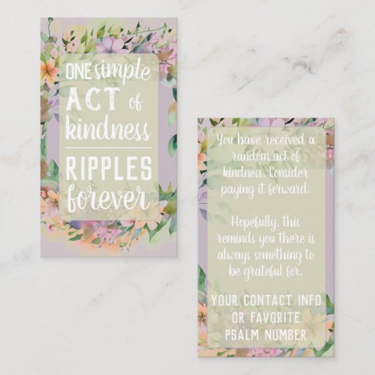 Pay it Forward Random Act Kindness Cute Wildflower Visitekaartje (Voorkant / Achterkant)