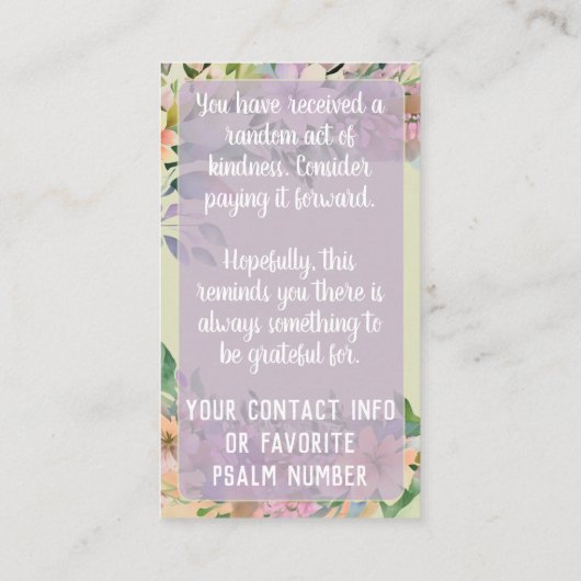 Pay it Forward Random Act Kindness Cute Wildflower Visitekaartje (Achterkant)