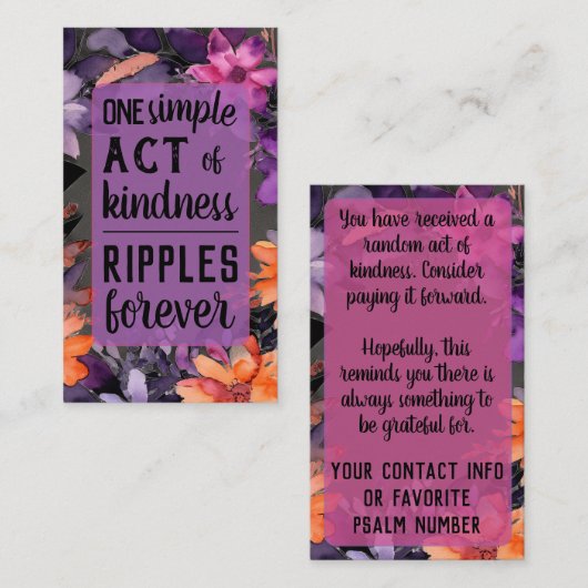 Pay it Forward Random Act Kindness Lily Flowers Visitekaartje (Voorkant / Achterkant)