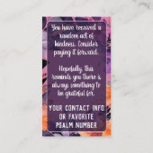 Pay it Forward Random Act Kindness Pink Lilies  Visitekaartje (Achterkant)