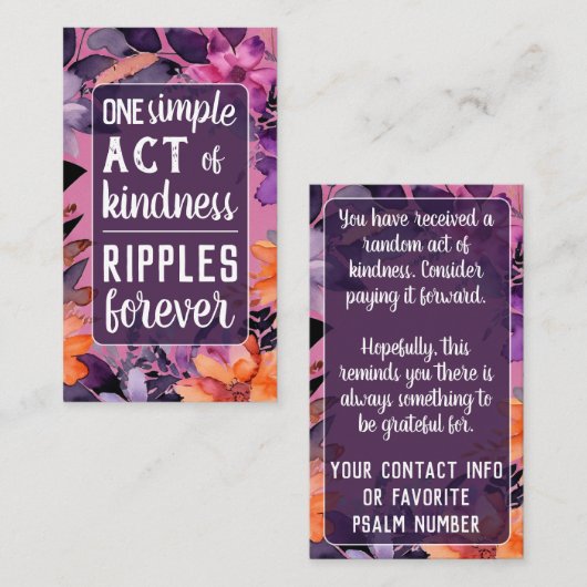 Pay it Forward Random Act Kindness Pink Lilies  Visitekaartje (Voorkant / Achterkant)