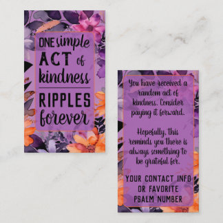 Pay it Forward Random Act Kindness Purple Orange Visitekaartje