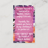 Pay it Forward Random Act Kindness Stargazer Lily Visitekaartje (Achterkant)