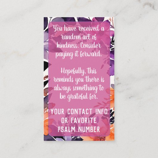 Pay it Forward Random Act Kindness Stargazer Lily Visitekaartje (Achterkant)
