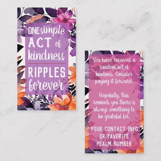 Pay it Forward Random Act Kindness Stargazer Lily Visitekaartje (Voorkant / Achterkant)