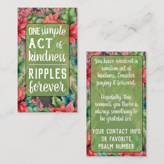 Pay it Forward Random Act of Kindness Christmas Visitekaartje (Voorkant / Achterkant)