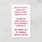 Pay it Forward Random Act of Kindness Gratitude Visitekaartje (Achterkant)