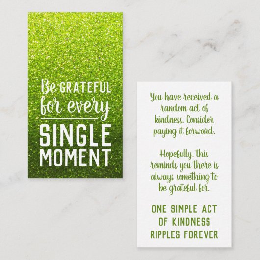 Pay it Forward Random Act of Kindness Lime Green Visitekaartje (Voorkant / Achterkant)
