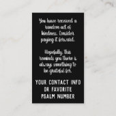 Pay it Forward Random Act of Kindness Paradise Visitekaartje (Achterkant)