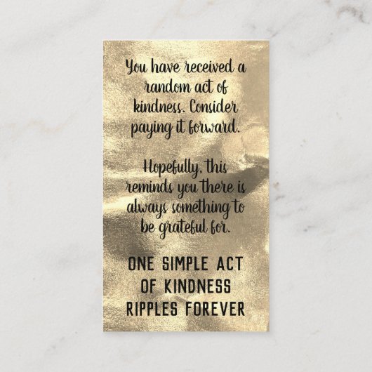 Pay it Forward Random Kindness Act Gratitude Gold Visitekaartje (Achterkant)
