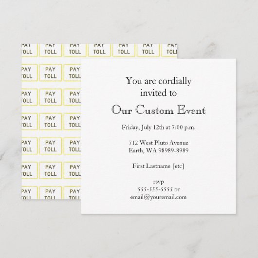 Pay Toll Sign Kaart (Voorkant / Achterkant)