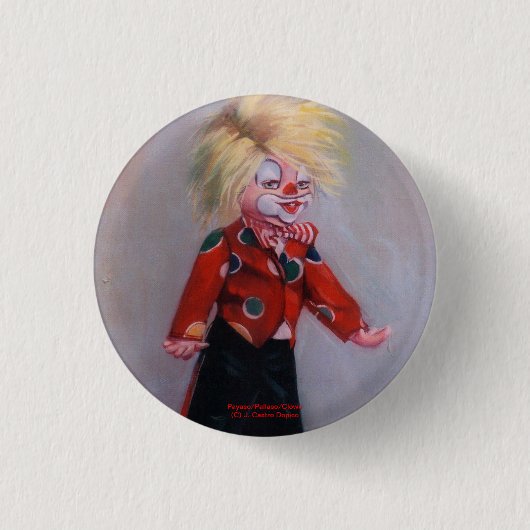 Payaso/Pallaso/Clown Ronde Button 3,2 Cm (Voorkant)