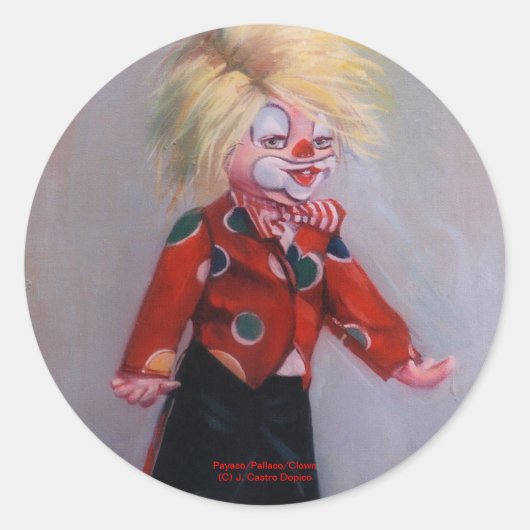 Payaso/Pallaso/Clown Ronde Sticker (Voorkant)