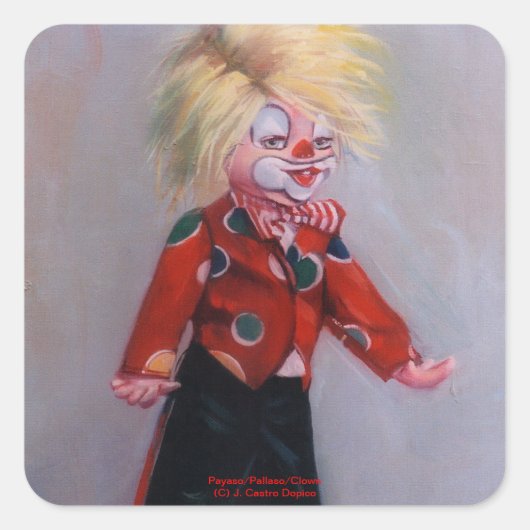 Payaso/Pallaso/Clown Vierkante Sticker (Voorkant)