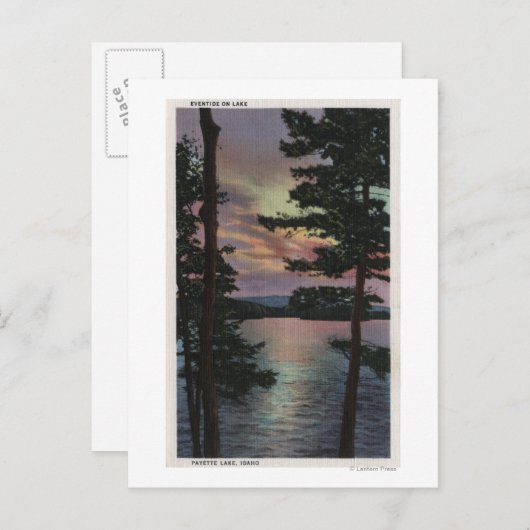 Payette Lake, ID - Evintide op Lake Scene Briefkaart (Voorkant / Achterkant)