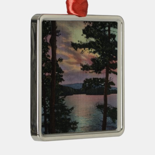 Payette Lake, ID - Evintide op Lake Scene Metalen Ornament (Rechts)