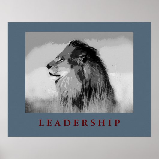 Payne's Grey Motivatie Leadership Lion Poster (Voorkant)